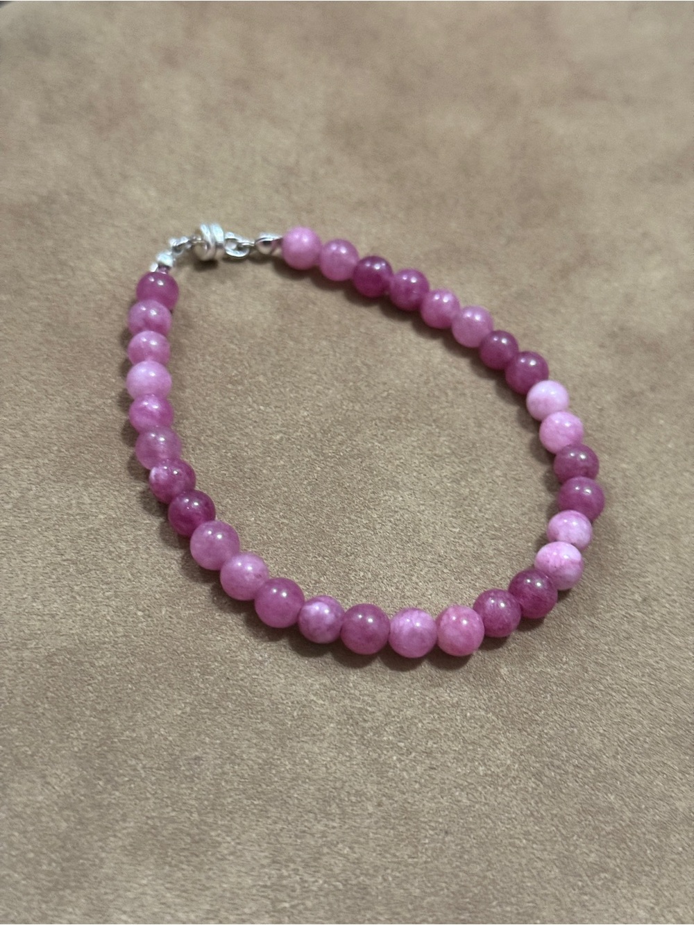 4mm Pink Stone Beaded Bracelet
